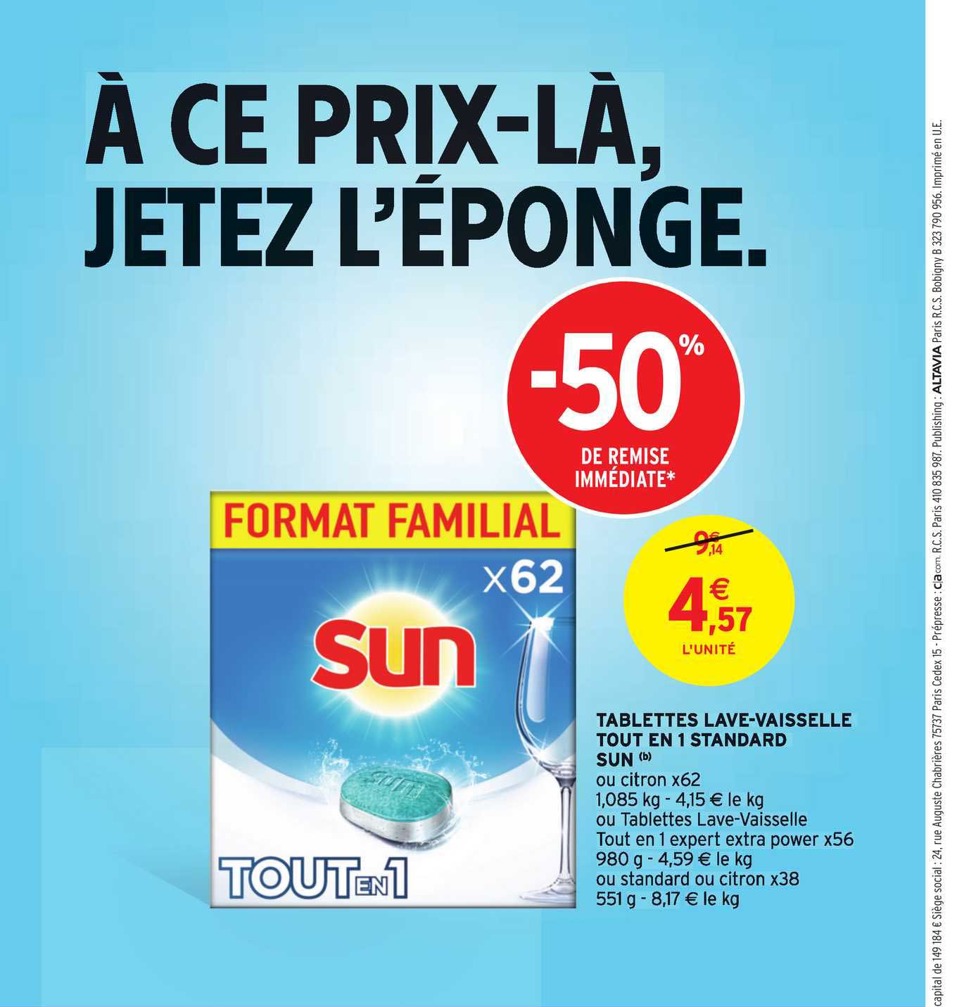 tablettes lave-vaisselle tout en 1 standard sun