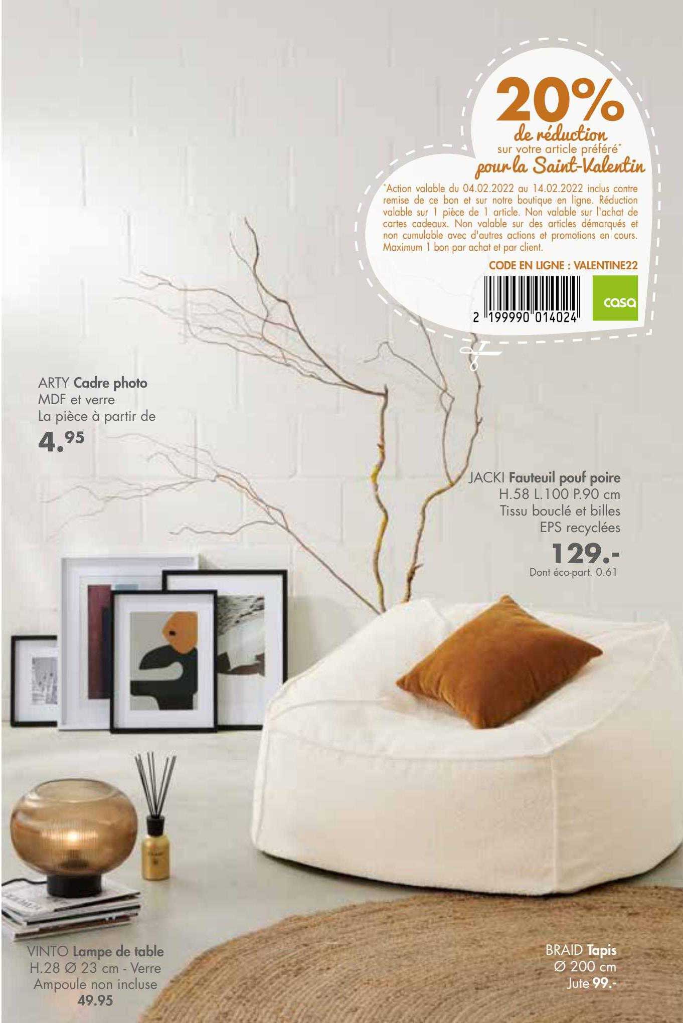 Arty Cadre Photo, Jacki Feutuil Pouf Poire, Vinto Lampe De Table, Brad Tapis