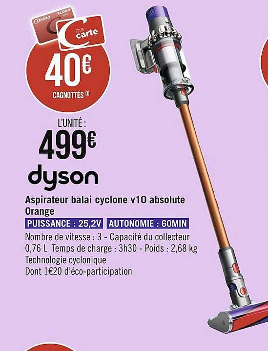 aspirateur balai cyclone v10 absolute orange dyson