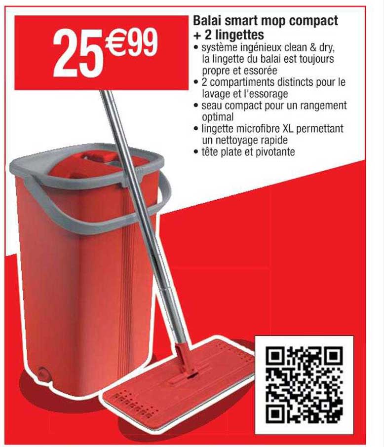 balai smart mop compact + 2 lingettes