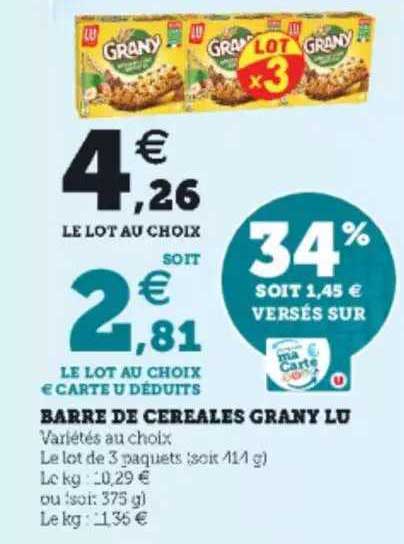 barre de céréales grany lu