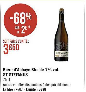 bière d'abbaye blonde 7% vol. st stefanus