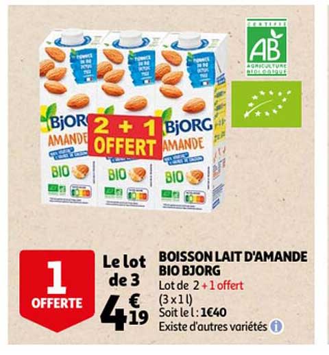 boisson lait d'amande bio bjorg