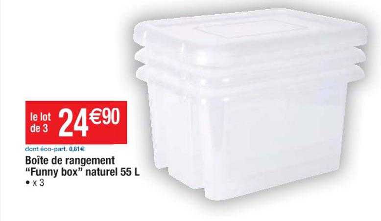 boîte de rangement "funny box" natural 55 l