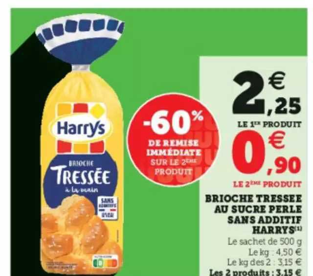 brioche tressée au sucre perle sans additif harrys