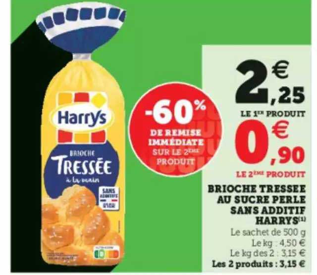 brioche tressée au sucre perle sans additif harrys