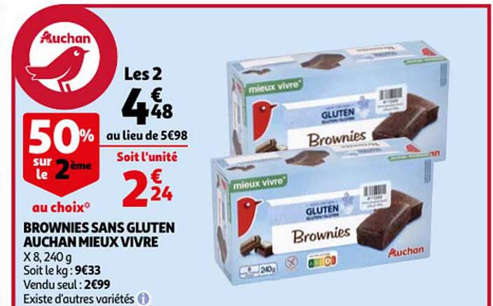 brownies sans gulten auchan mieux vivre
