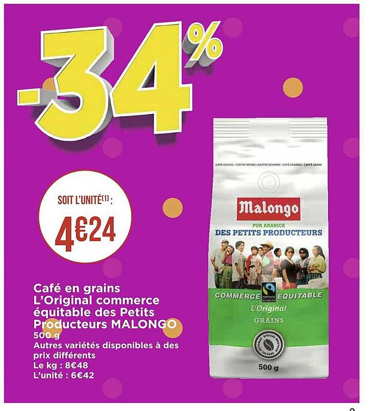café en grains l'original commerce équitable des petits producteurs malongo