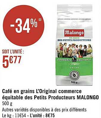 café en grains l'original commerce équitable des petits producteurs malongo