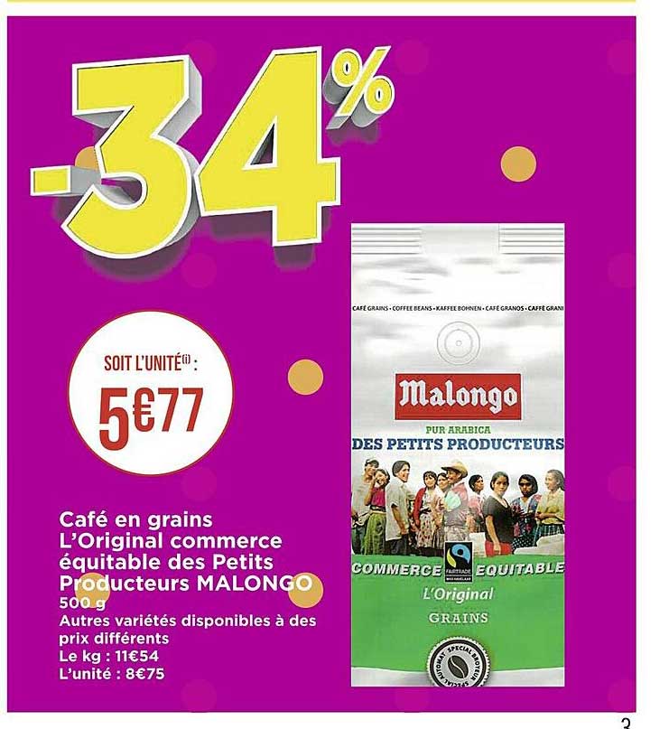 café en grains l'original commerce équitable des petits producteurs malongo