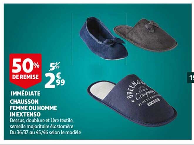 chausson femme ou homme in extenso