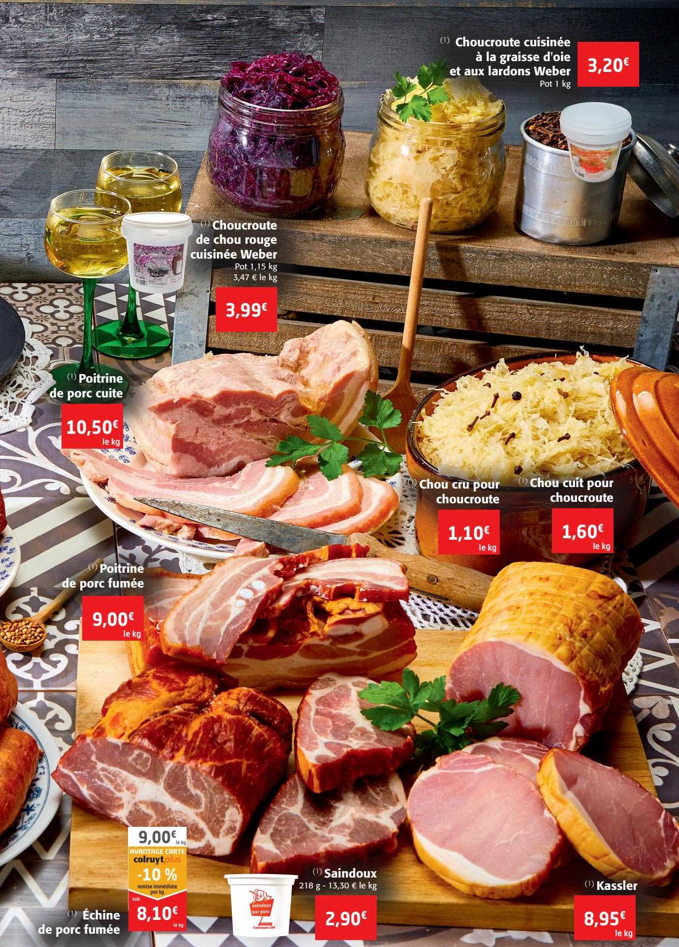 choucroute cuisinée à la graisse d'oie et aux lardons weber, choucroute de chou rouge cuisinée weber, poitrine de porc cuite, chou cru pour choucroute, chou cuit pour choucroute, échine de porc fumée