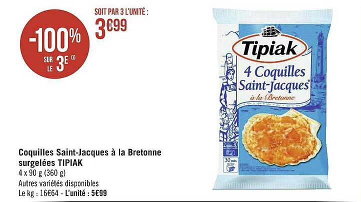 coquilles saint-jacques à la bretonne surgelées tipiak