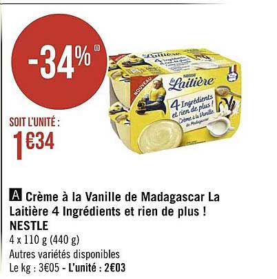 crème à la vanille de madagascar la laitière 4 ingrédients et rien de plus ! nestlé