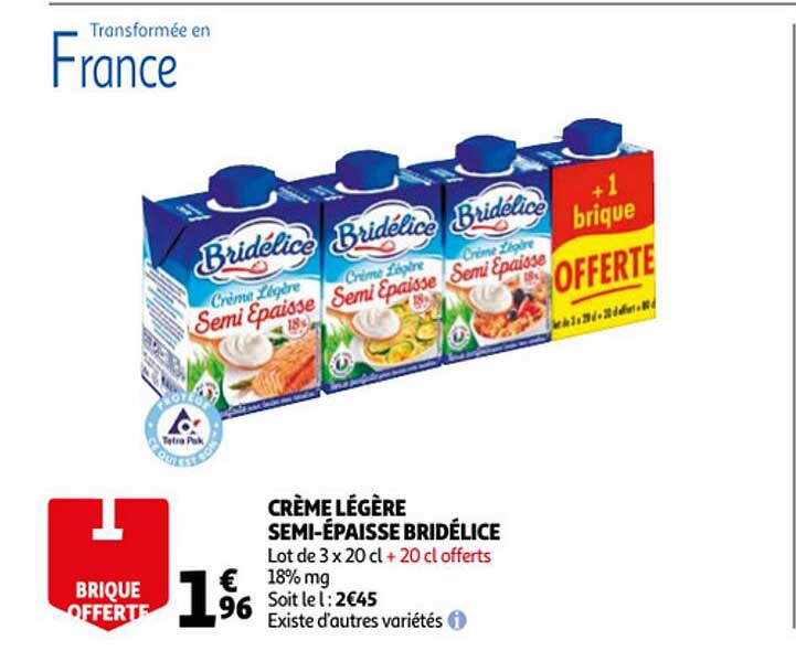 Crème Légère Semi-épaisse Bridélice