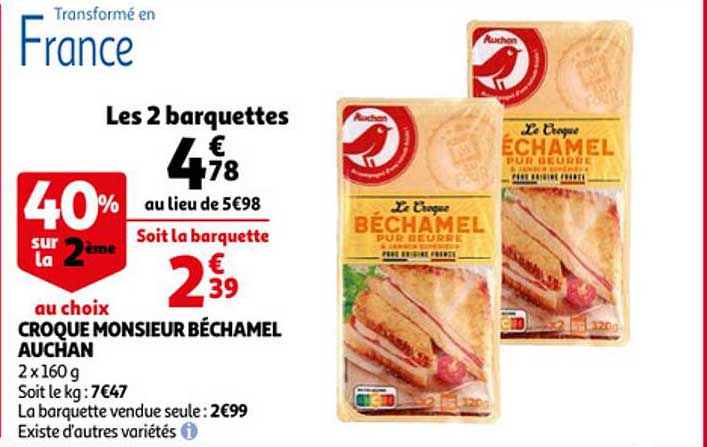 Croque Monsieur Béchamel Auchan