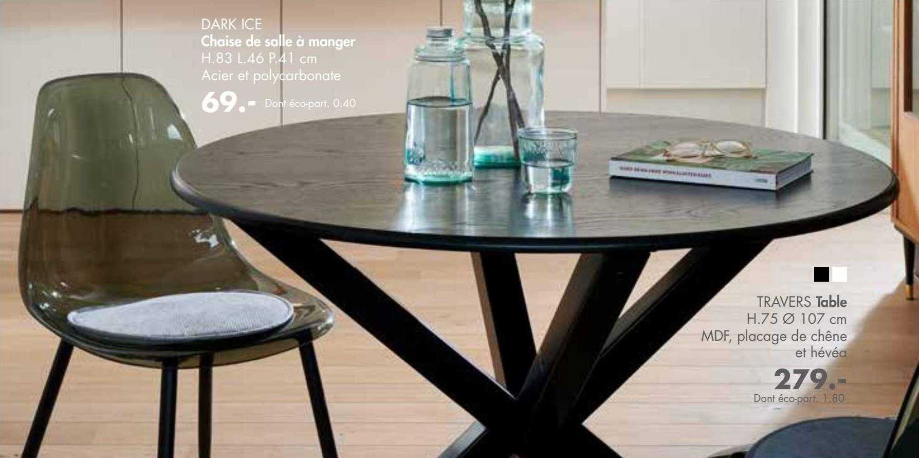 Dark Ice Chaise De Salle à Manger, Travers Table