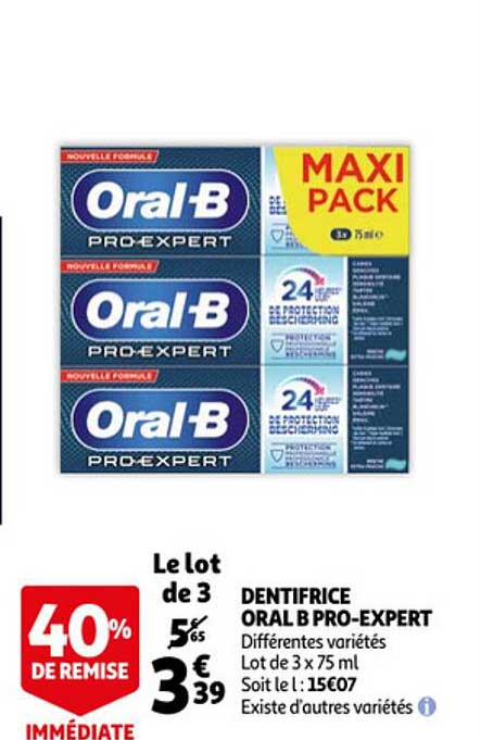 dentifrice ora b pro-expert