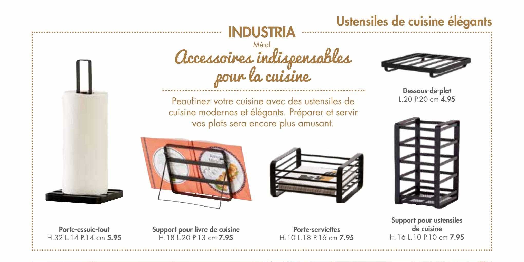 dessous-de-plat, porte-essuie-tout, support pour livre de cuisine, porte-serviettes, support pour ustensiles