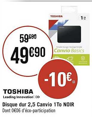 disque dur 2,5 canvio 1To noir toshiba