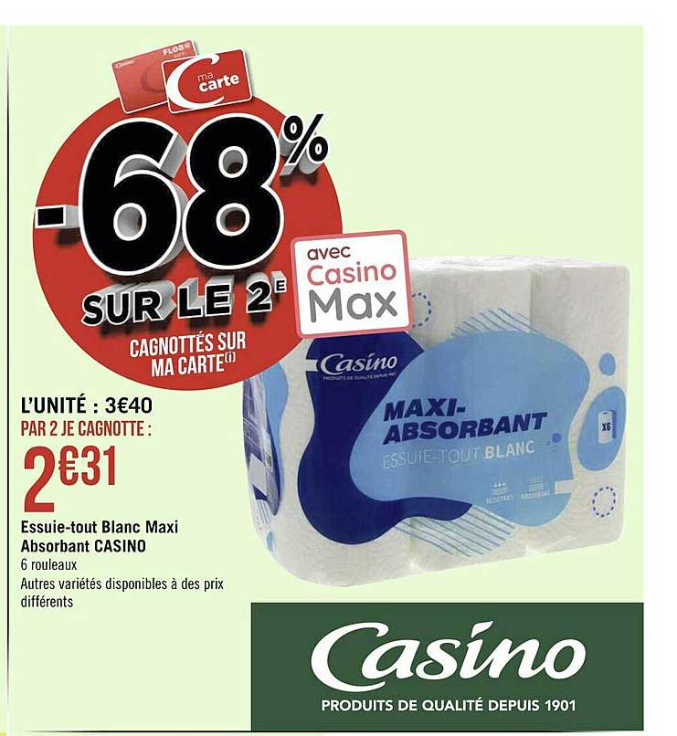 Essuie-tout Blanc Maxi Absorbant Casino