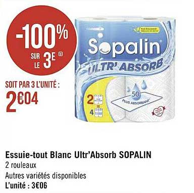 essuie-tout blanc ultr'absorb sopalin