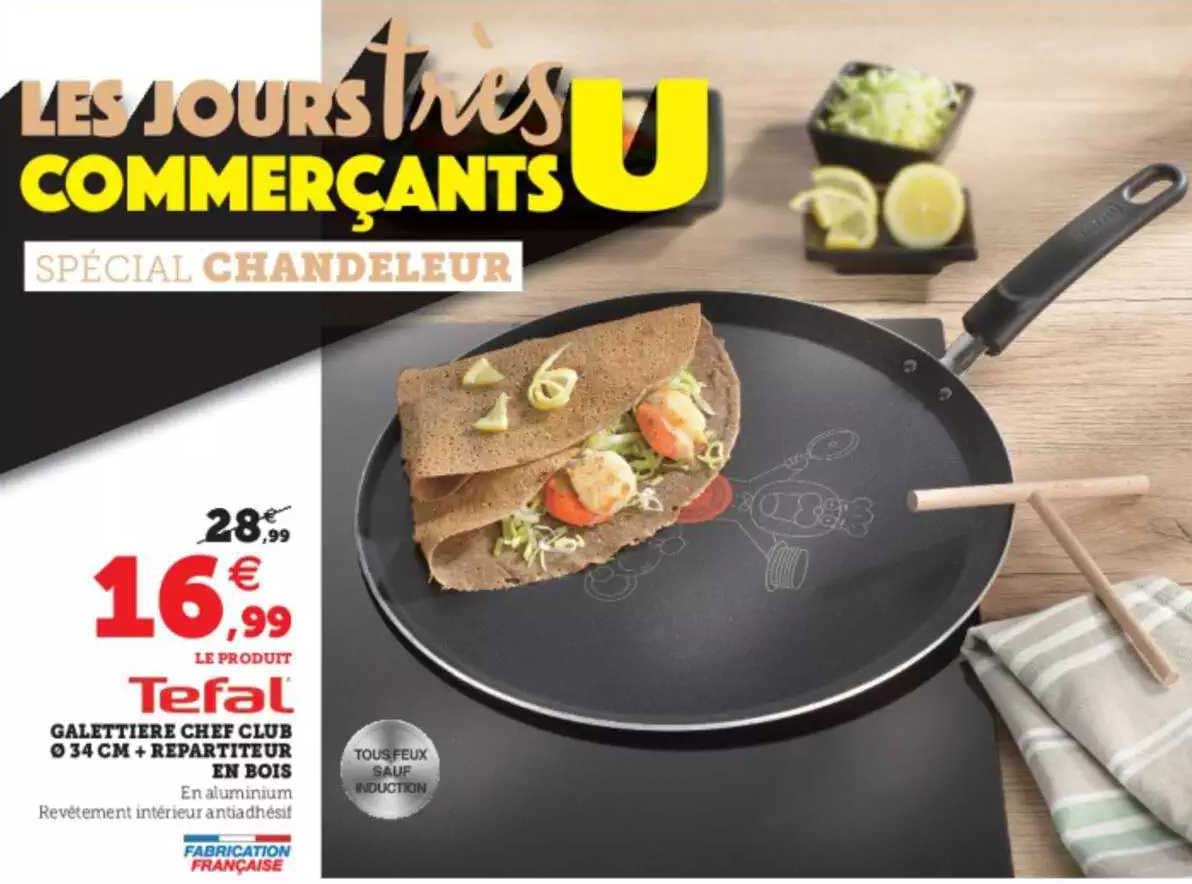 galettière chef club ø34 cm + répartiteur en bois tefal