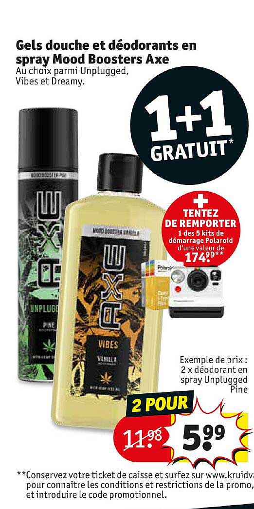 gels douche et déodorants en spray mood boosters axe