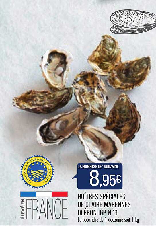 Huitres Spéciales De Claire Marennes Oléron Igp N°3