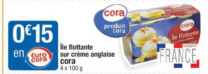 île flottante sur crème anglaise cora