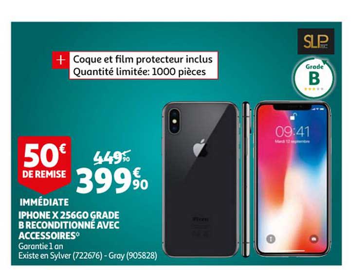 iphone x 256go grade b reconditionné avec accessoires