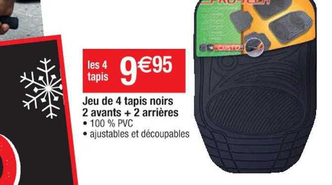 jeu de 4 tapis noirs 2 avants + 2 arrières