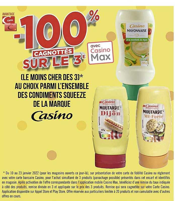 l'ensemble des condiments squeeze de la marque casino