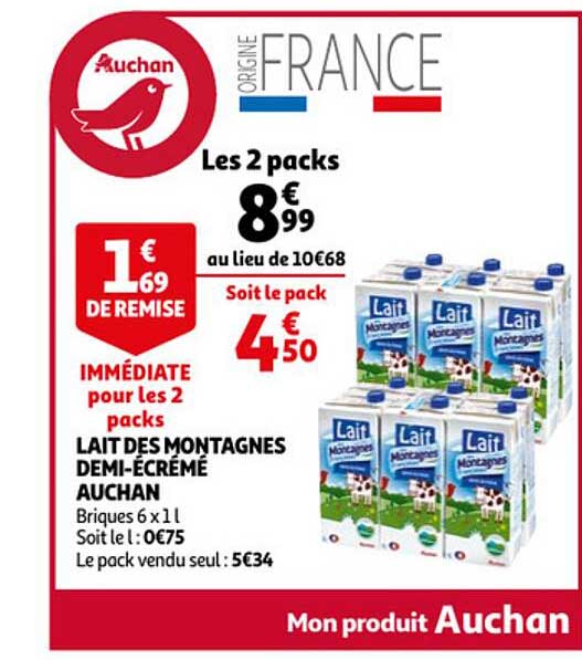 lait de montagnes demi-écrémé auchan