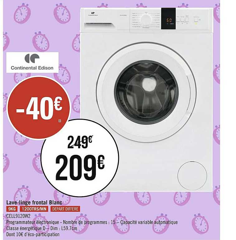 lave-linge frontal blanc continental edison