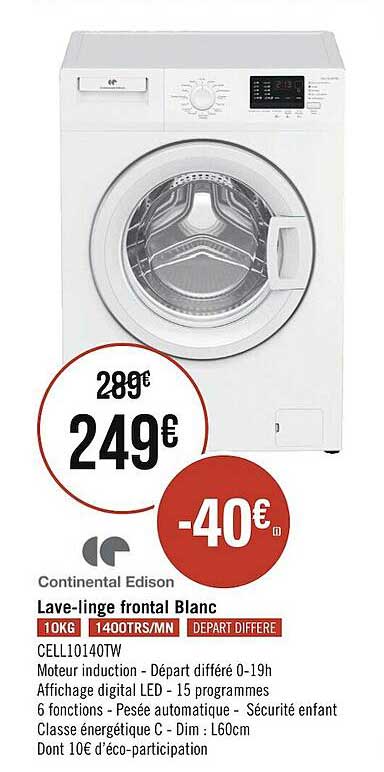 lave-linge frontal blanc continental edison