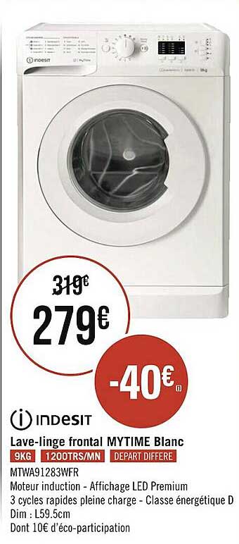 lave-linge frontal mytime blanc indesit