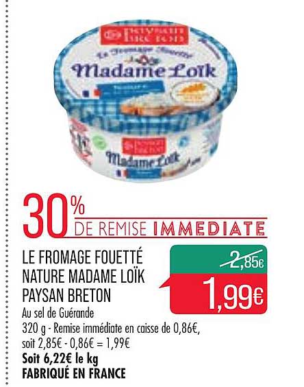 le fromage fouetté nature madame loïk paysan breton