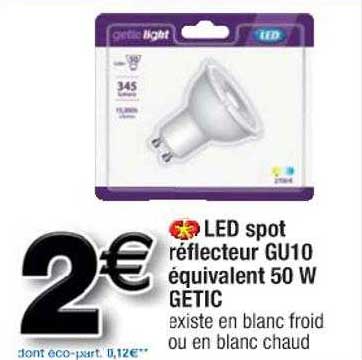 led spot réflecteur gu10 équivalent 50 w getic
