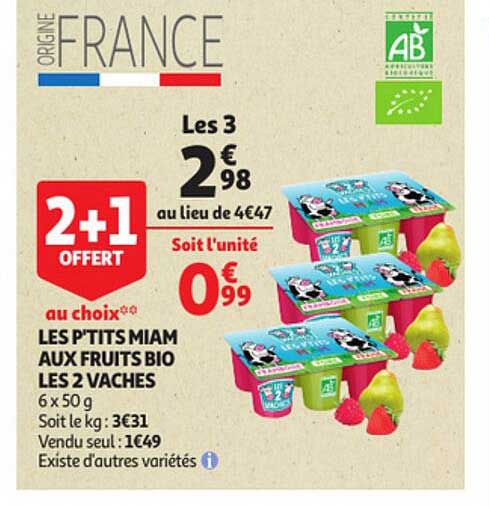 les p'tits miam aux fruits bio les 2 vaches