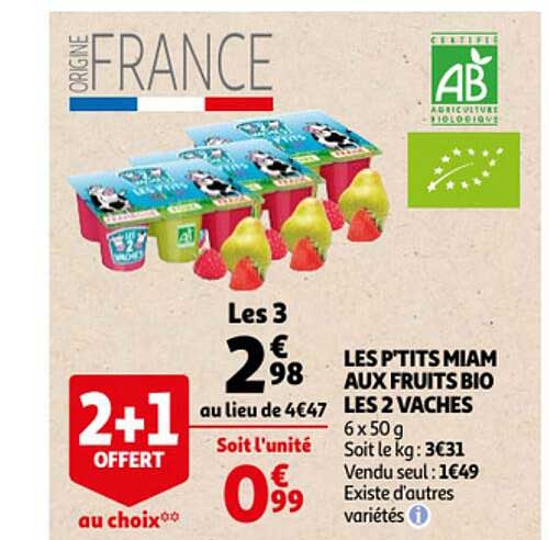 les p'tits miam aux fruits bio les 2 vaches