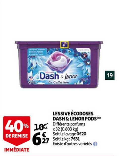 Lessive écodoses Dash & Lenor Pods
