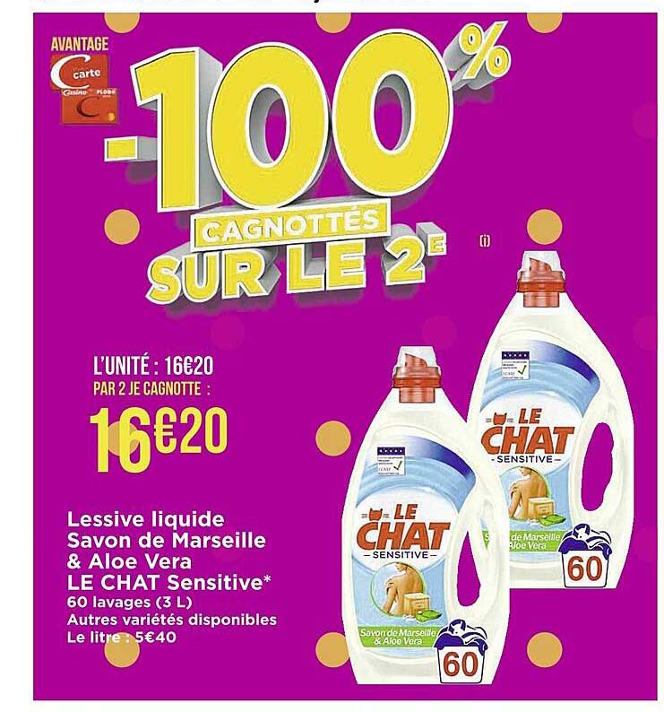 Lessive Liquide Savon De Marseille & Aloé Vera Le Chat Sensitive