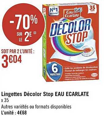 lingettes décolor stop eau ecarlate