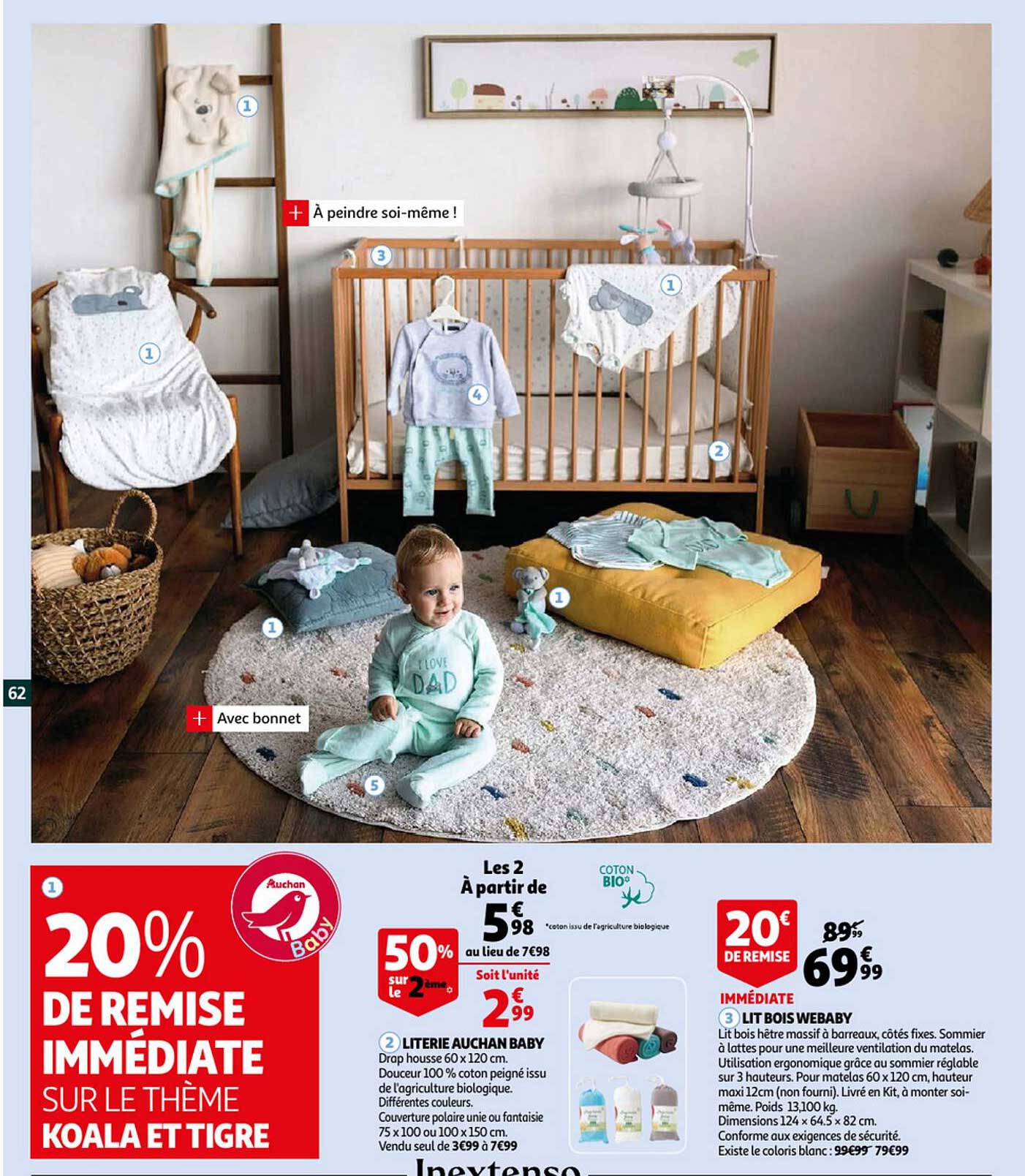 Literie Auchan Baby, Lit Bois Webaby