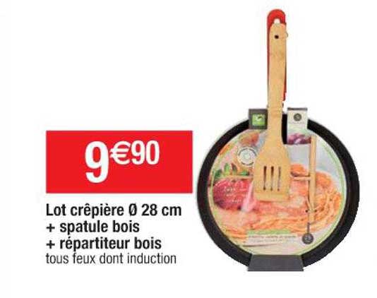 lot crêpière ø 28 cm + spatule bois + répartiteur bois