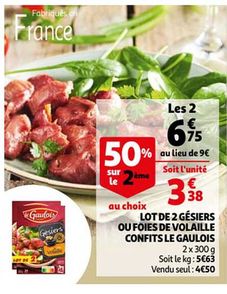 Lot De 2 Gésiers Ou Foies De Volaille Confits Le Gaulois