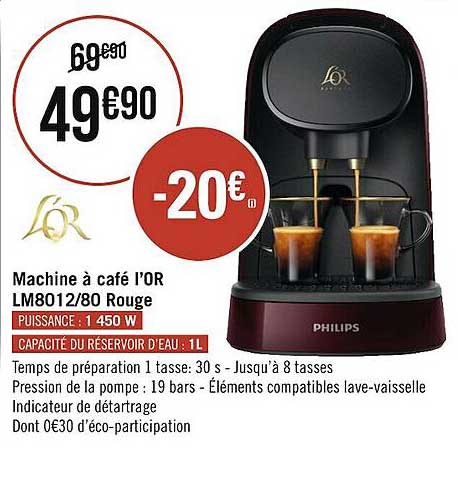 Machine à Café L'or Rouge Philips