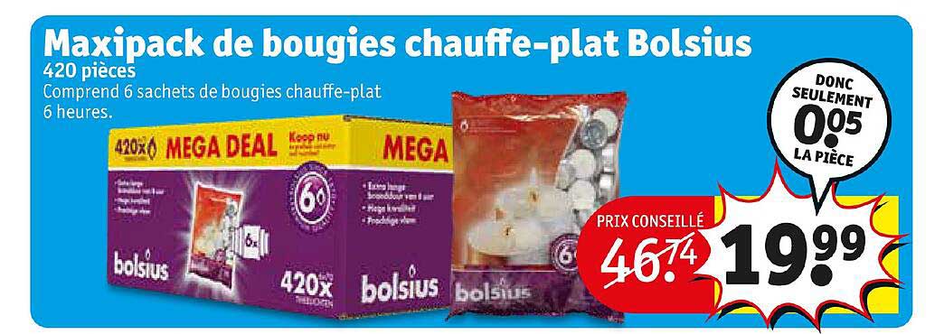 Maxipack De Bougies Chauffe-plat Bolsius