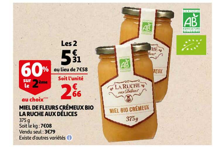 miel de fleurs crémeux bio la ruche aux délices